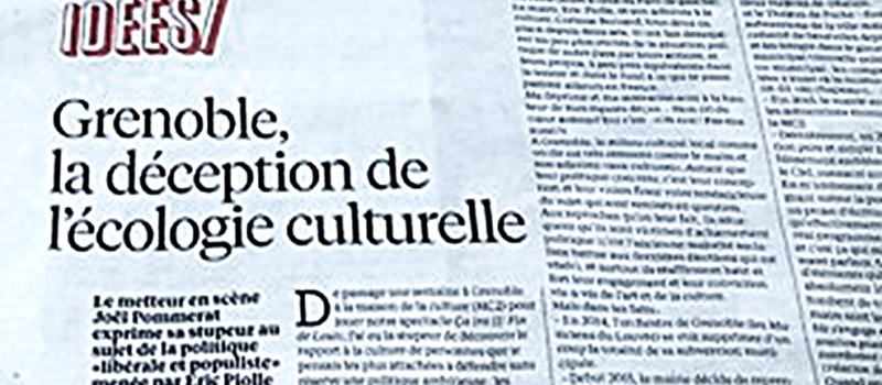 Article de Joël Pommerat sur la politique culturelle grenobloise actuelle