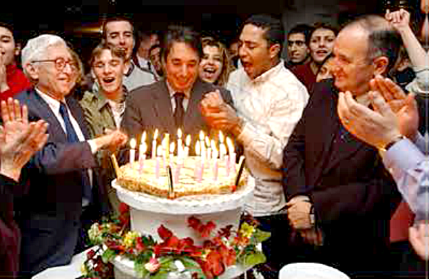Lors du 20ème anniversaire des Missions Locales en présence de Bertrand Schwartz (à gauche)