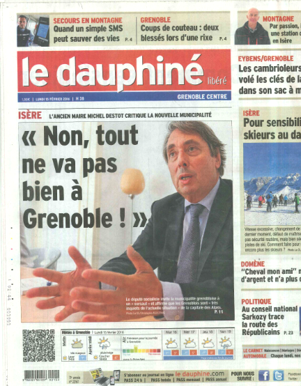 L’interview dans le Dauphiné Libéré au sujet de ma lettre aux Grenoblois